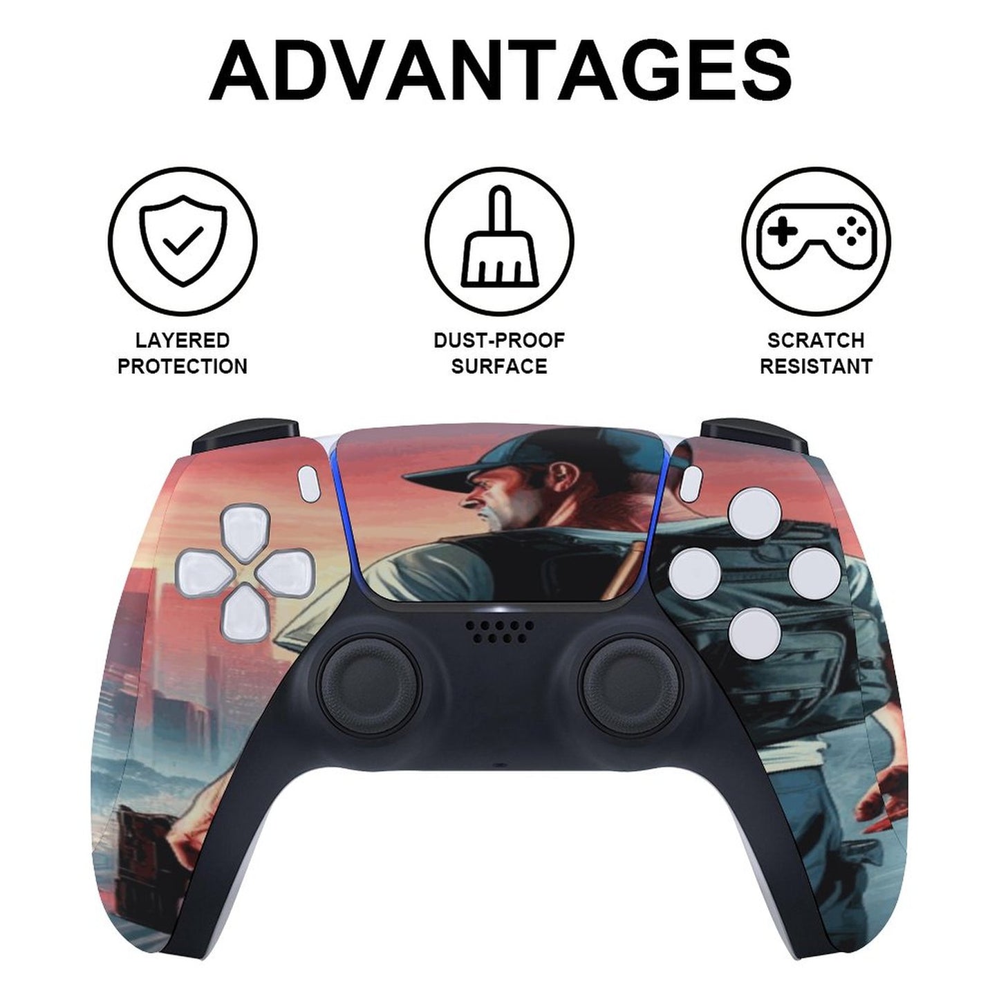 Custom PS5 Controller Stickers - GTA5 Inspired Decals for a Bold Gaming Experience (Dis Version)