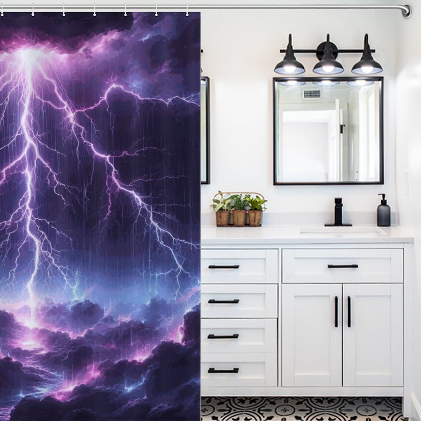 The Black Storm Shower Curtain/ Master Bathroom/ Guest Bathroom