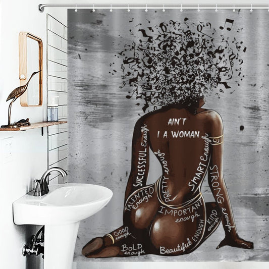 Ain’t I A Woman” Black Woman Art Shower Curtain – Bold African American Home Decor | Empowering Feminist Bathroom Art