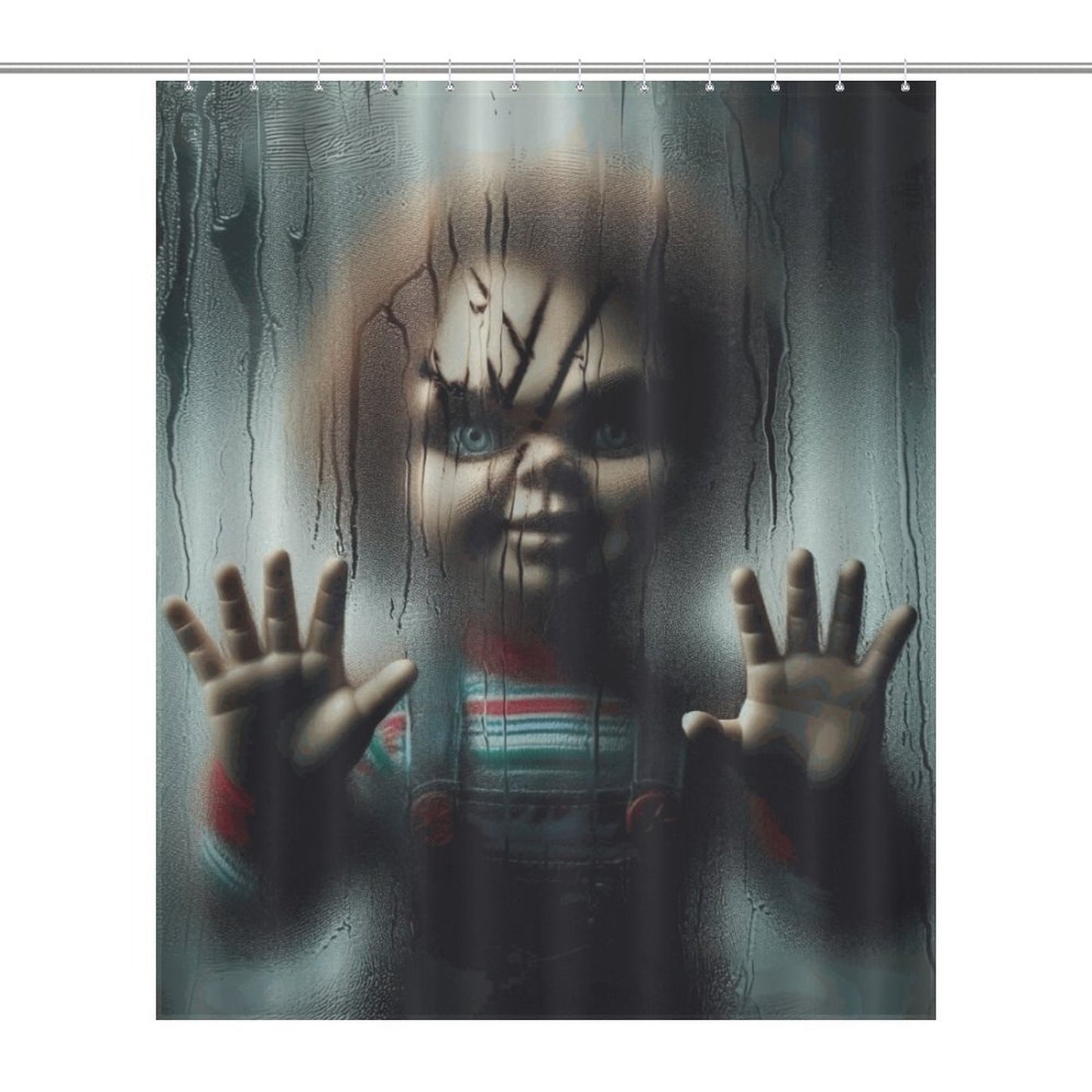 Creepy Chucky Horror Shower Curtain | Killer Doll Bathroom Decor | Halloween Scary Movie Curtain | Spooky Horror Home Decor Gift