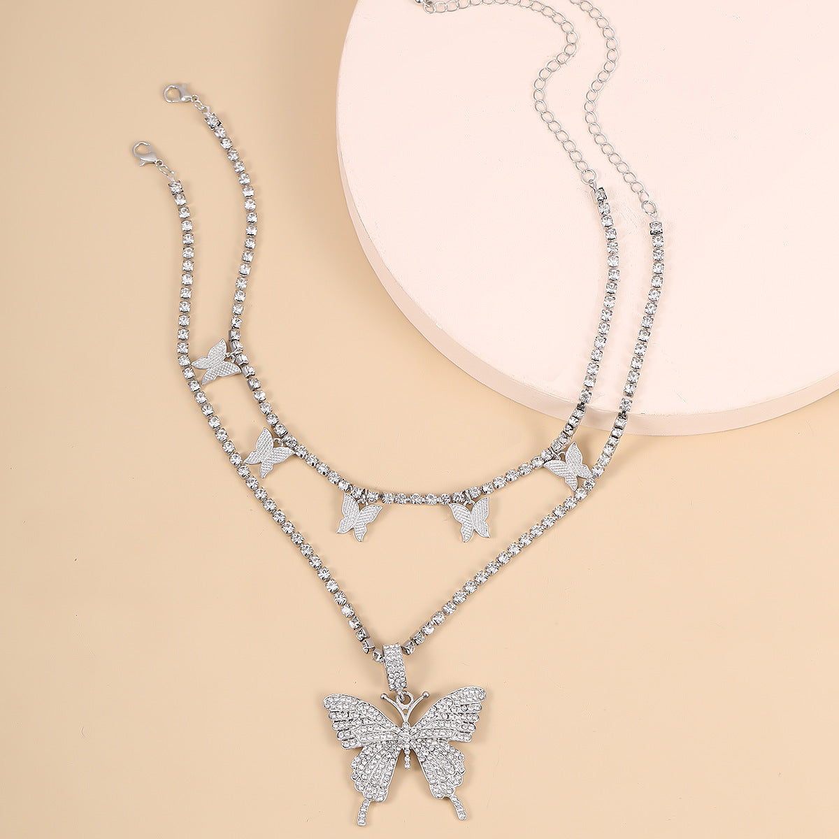 Elegant Multi-Layered Butterfly Necklace – Dainty, Trendy & Layered Perfection
