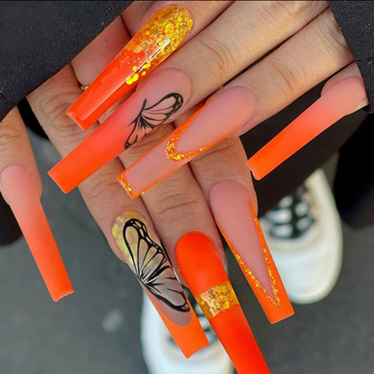 Long Orange Nails
