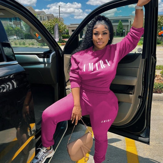 Women's Crew Neck Sweatshirt Two-Piece Lounge Set | Casual Chic Matching Outfit for Everyday Comfort