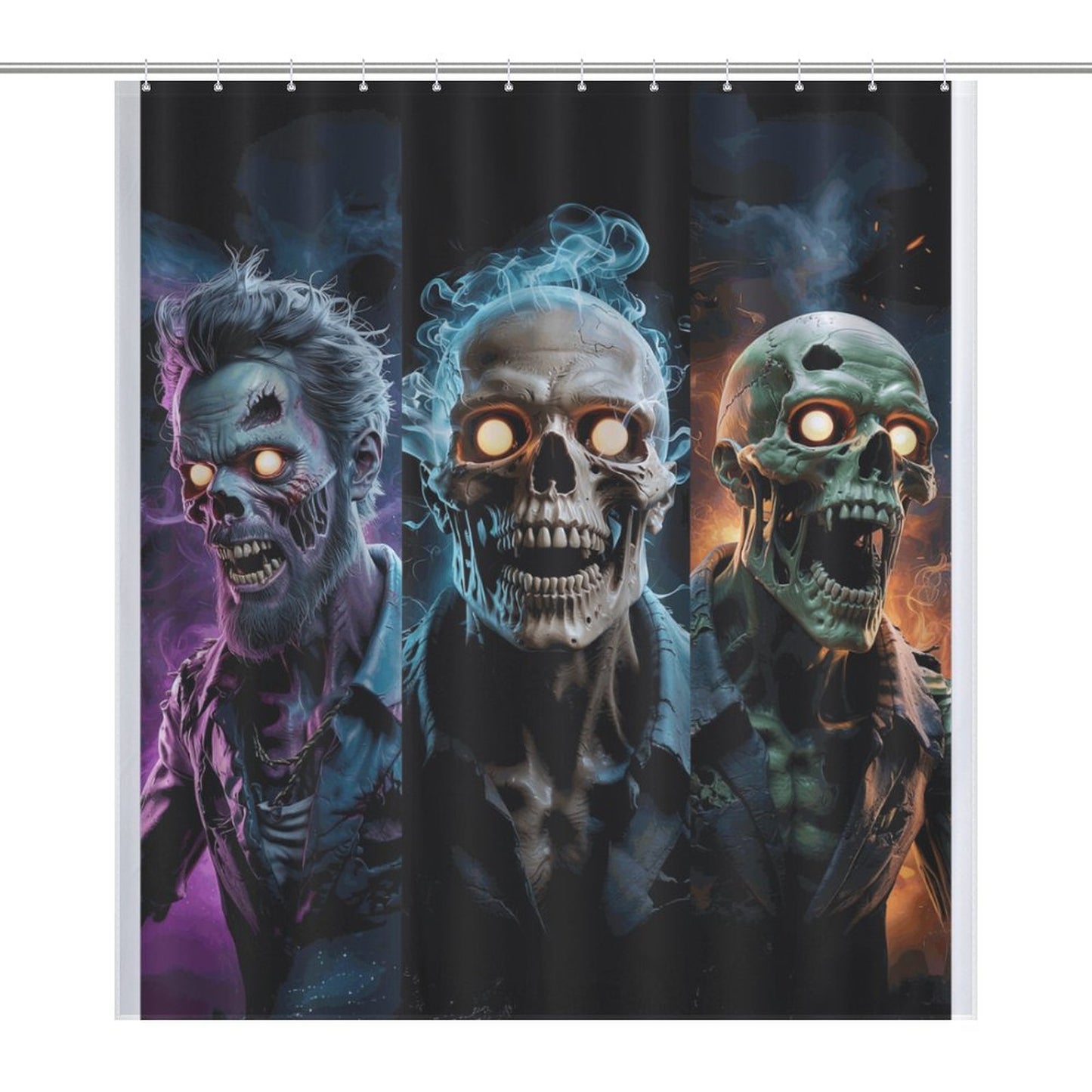 Scary Zombie Skull / Halloween Gothic Creepy Bath Curtain