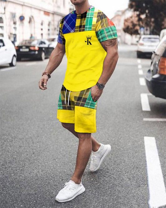 Men’s & Women’s Casual 2-Piece Set – Short Sleeve Top & Drawstring Shorts Lounge Outfit | Comfortable Streetwear Matching Set for Summer