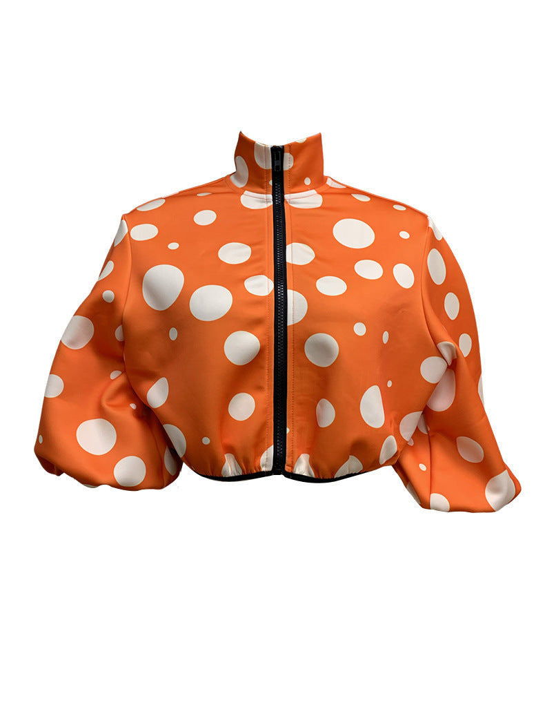 Women's Fashion Temperament Polka Dot Print Short Jacket