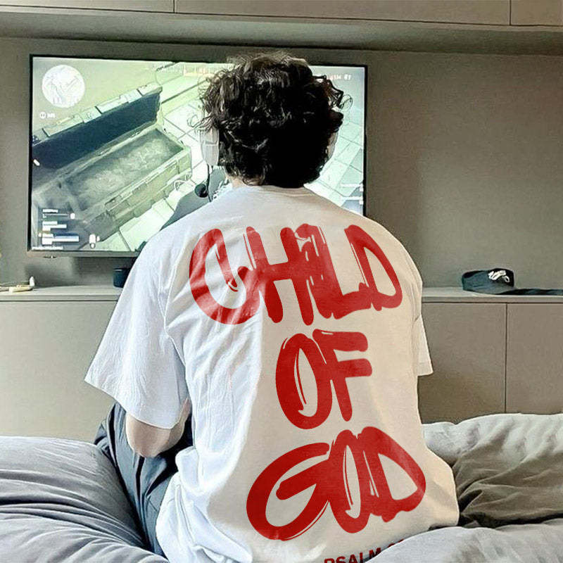 Child of God Print T-Shirt | Faith-Based Graphic Tee | Christian Street Wear for Men