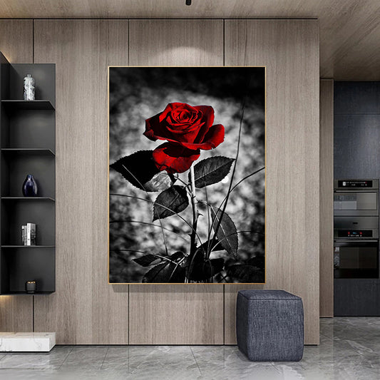 Modern Rose Flower Canvas Wall Art – Elegant Floral Painting Print, Contemporary Home Decor for Living Room, Bedroom & Office