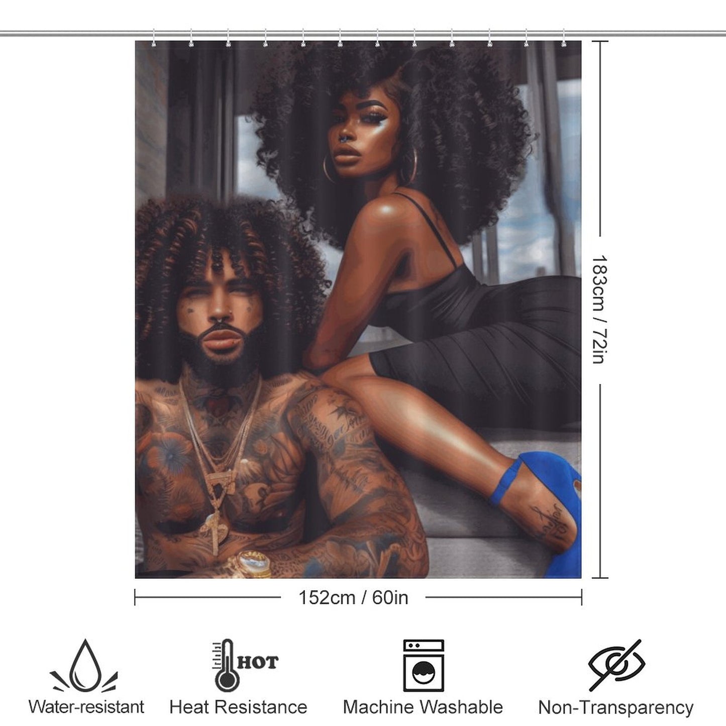 Melanin Love Shower Curtain / Master Bathroom / Guest Bathroom