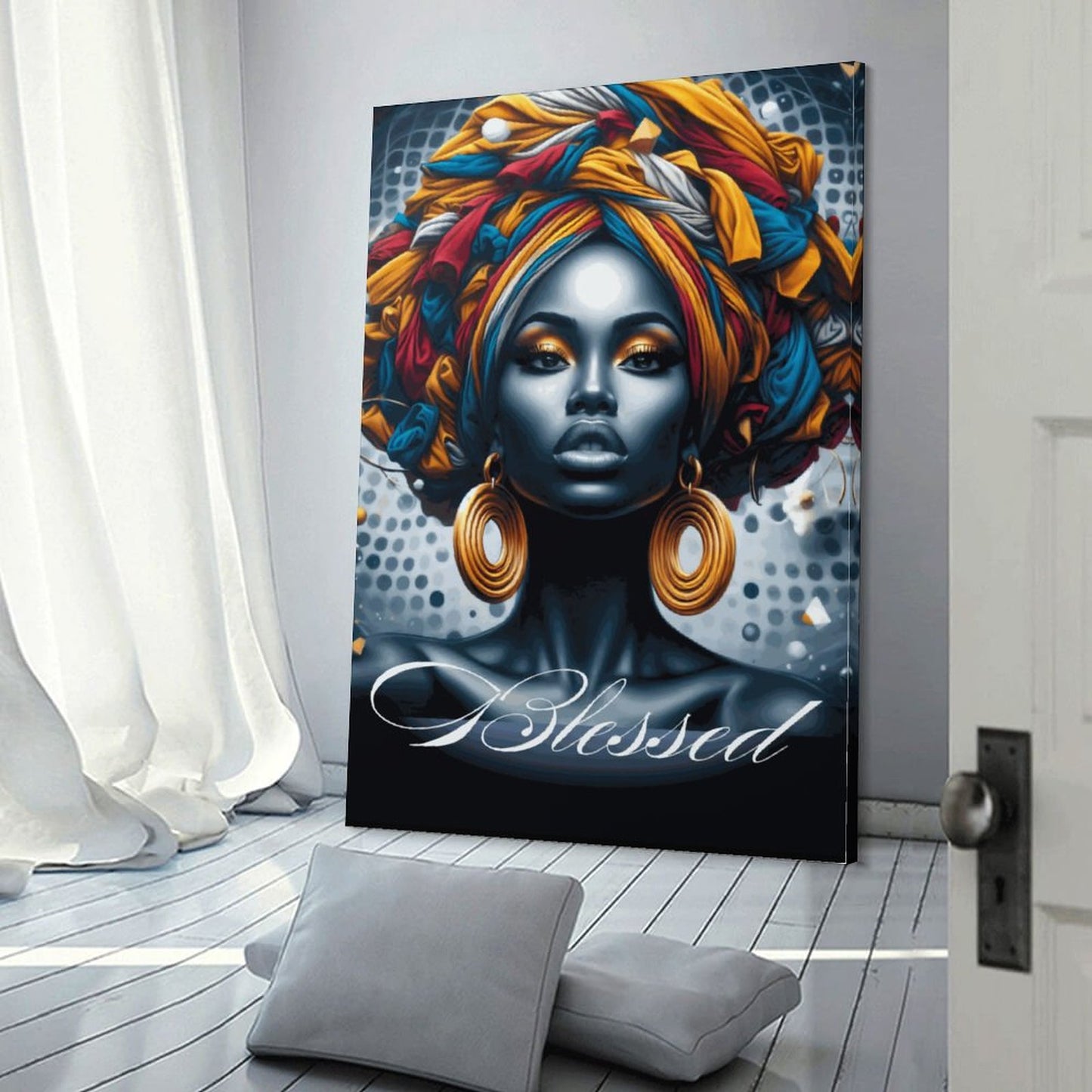 Melanin Women Artwork | Framed Wooden Poster Hanging 8x12 Inch | Afrocentric Home Decor