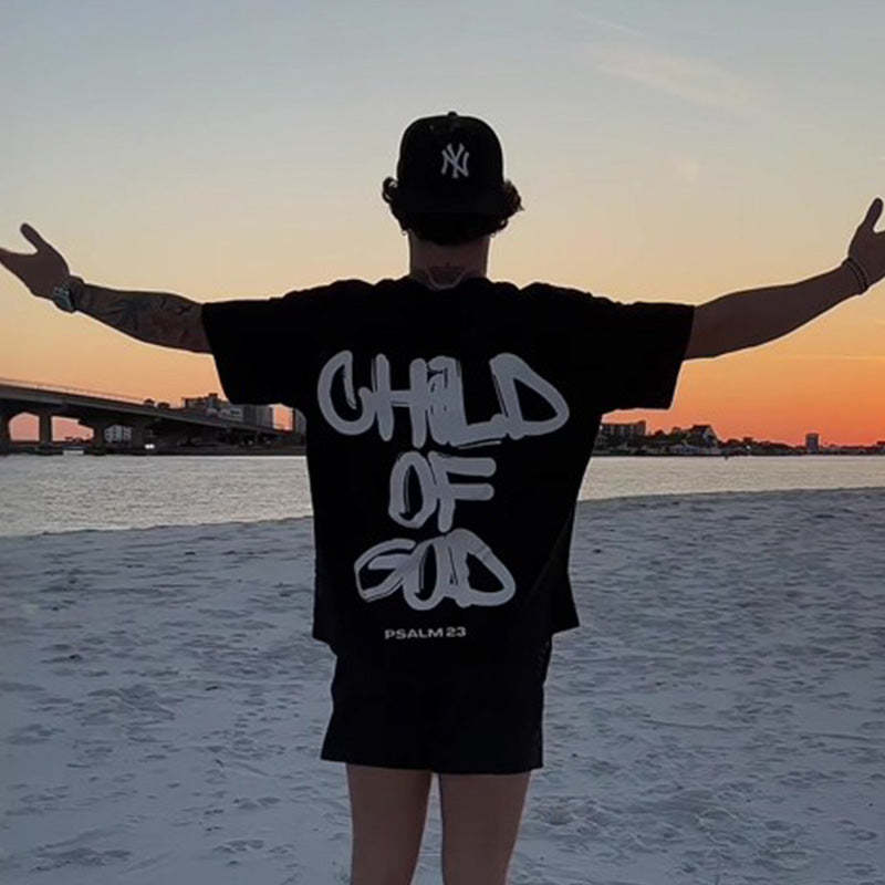 Child of God Print T-Shirt | Faith-Based Graphic Tee | Christian Street Wear for Men