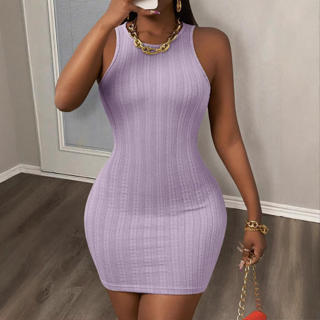 Women’s Solid Color Sexy Sleeveless Sheath Dress – Bodycon Slim Fit Club & Date Night Midi Dress