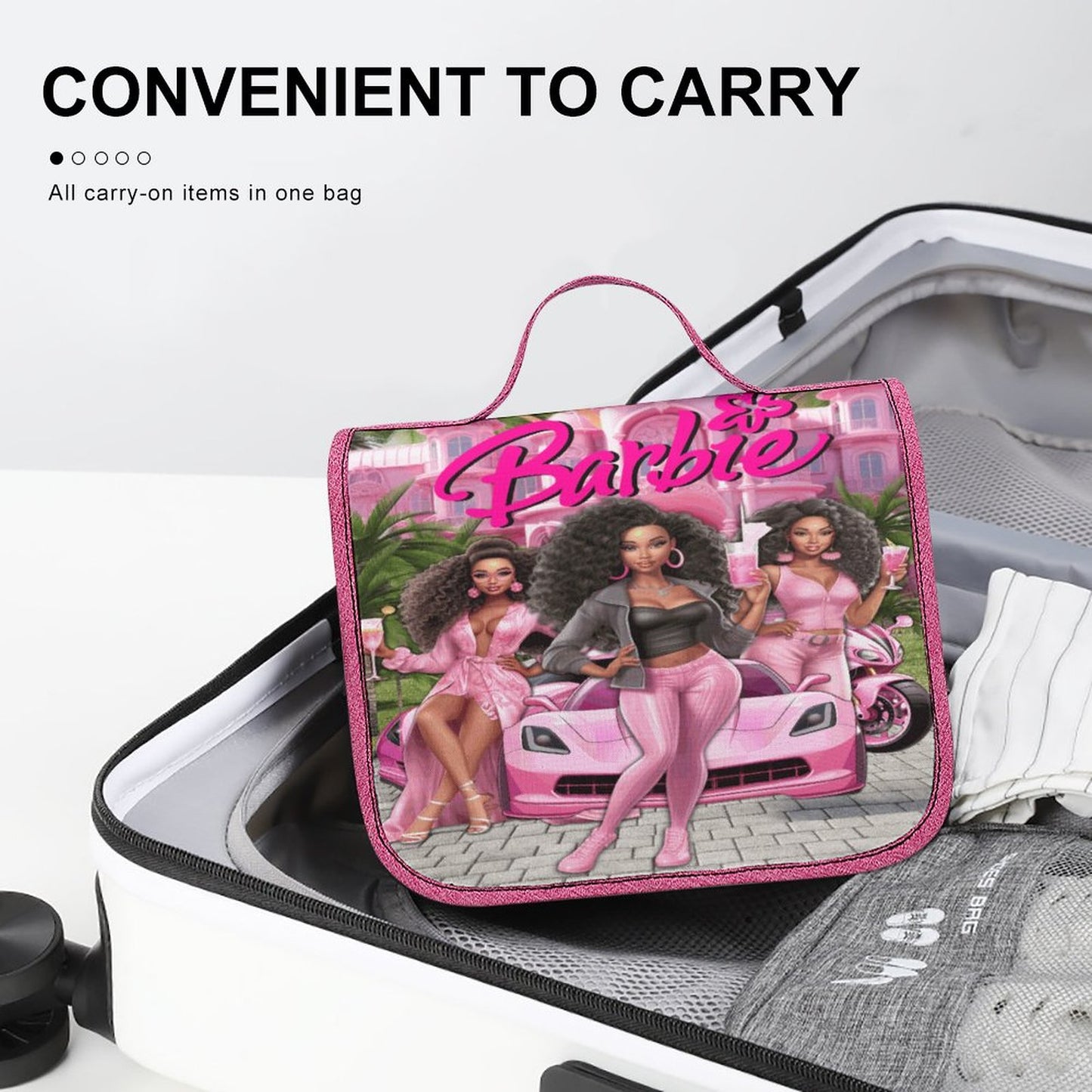 Melanin Barbie Travel Hanging Toiletry Bags/ Women's Make-up Bag