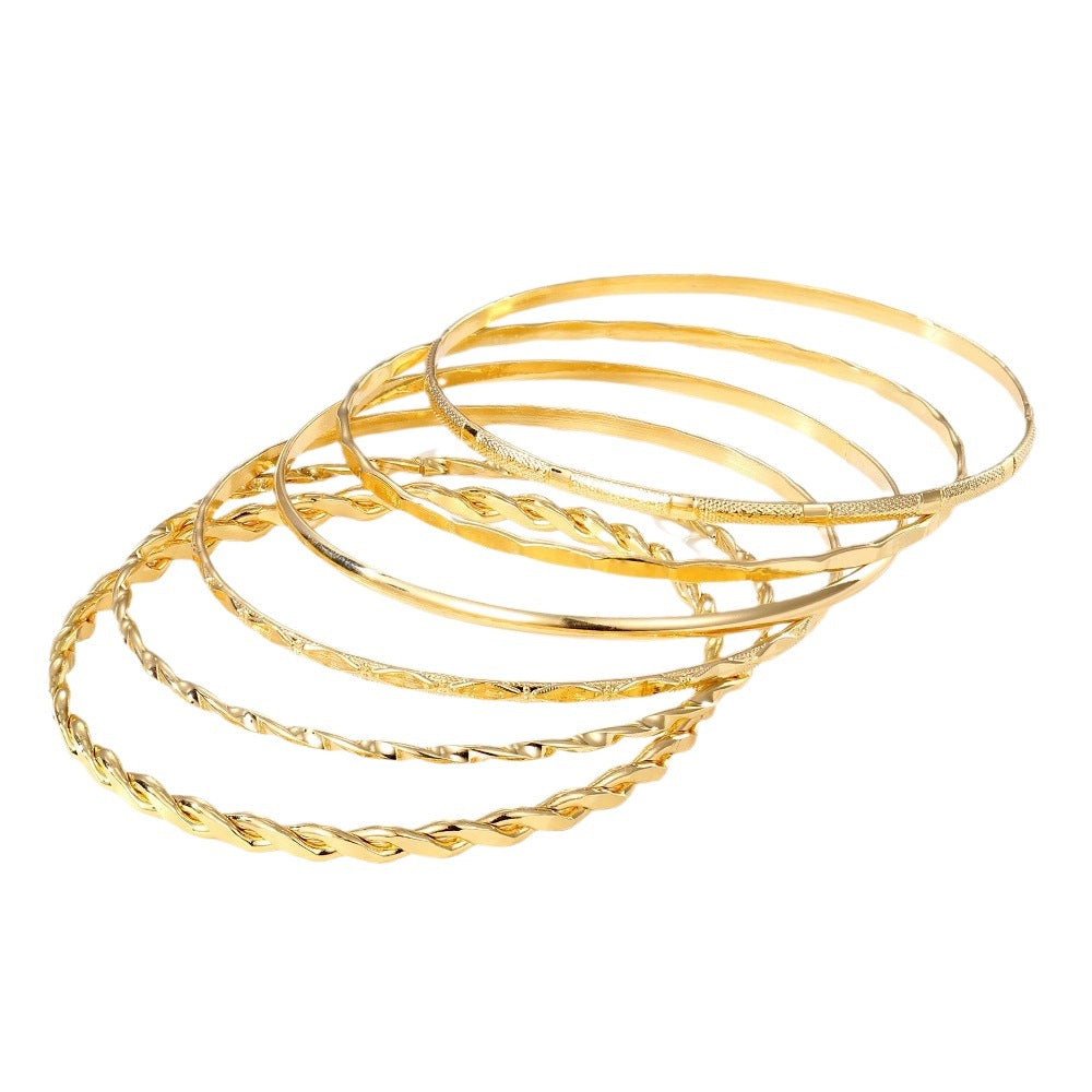 Bohemian Metal Chain Bracelet Set for Women – Geometric Gold Thick Link Chain Bangles – Layered Boho Fashion Jewelry, Trendy Female Accessories