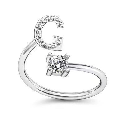 Women's Adjustable Zircon Letters Ring