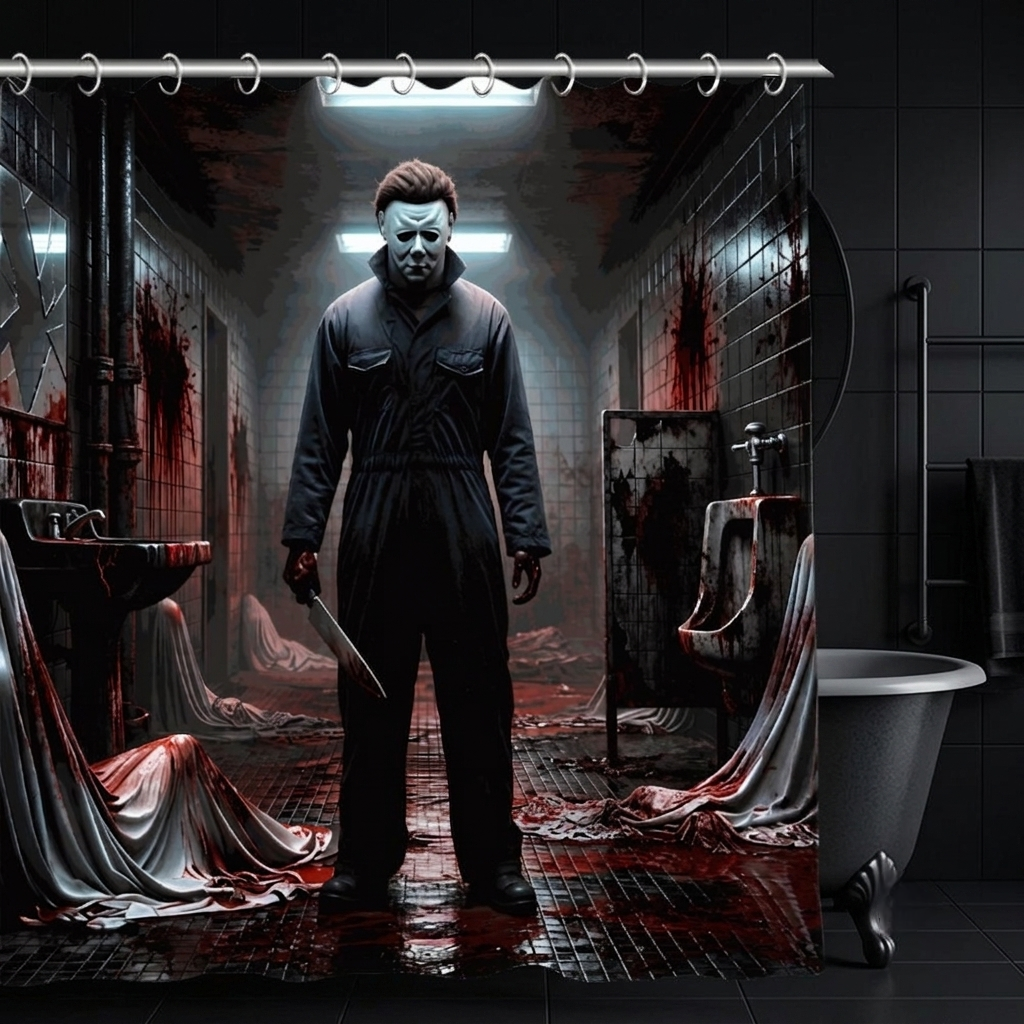 Michael Myers Shower Curtain, Halloween Horror Bathroom Decor, Slasher Movie Shower Curtain, Gothic Bathroom Decor, Horror Fan Gift