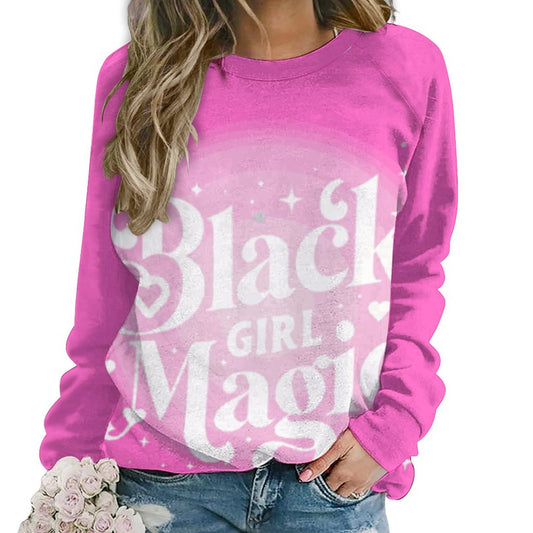 Women's "Black Girl Magic" Pink & White Sweatshirt – Bold Statement, Cozy Style, Empowerment in Fashion