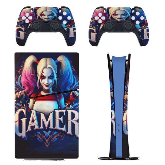 Harley Quinn Sticker for PS5 Slim Controller (Digital Edition) Pink and Blue