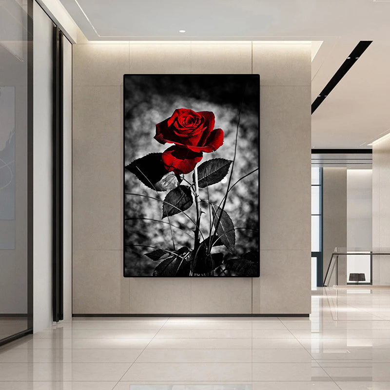 Modern Rose Flower Canvas Wall Art – Elegant Floral Painting Print, Contemporary Home Decor for Living Room, Bedroom & Office
