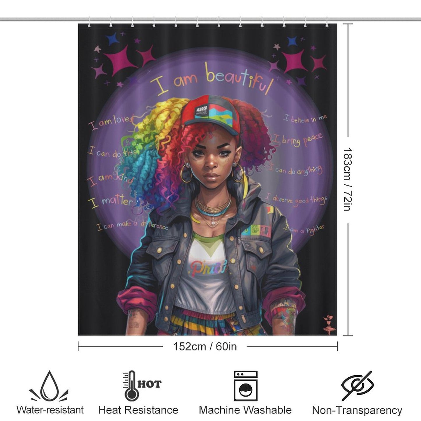 I AM BEAUTIFUL Shower Curtain/ Pride Shower Curtain