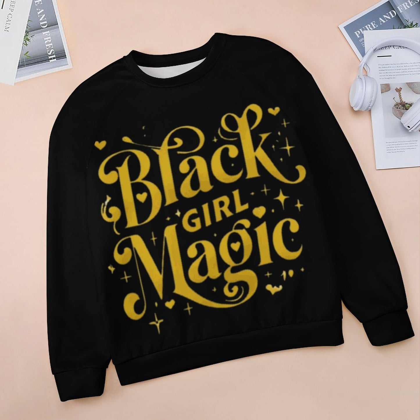 Women's Black Girl Magic Black and Gold Sweatshirt – Empowering & Stylish Afrocentric Apparel