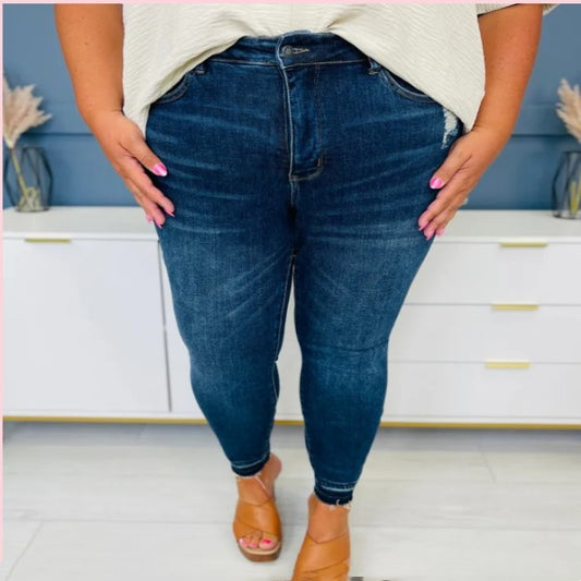 Plus Size Women's High Elastic Worn Skinny Skinny Jeans