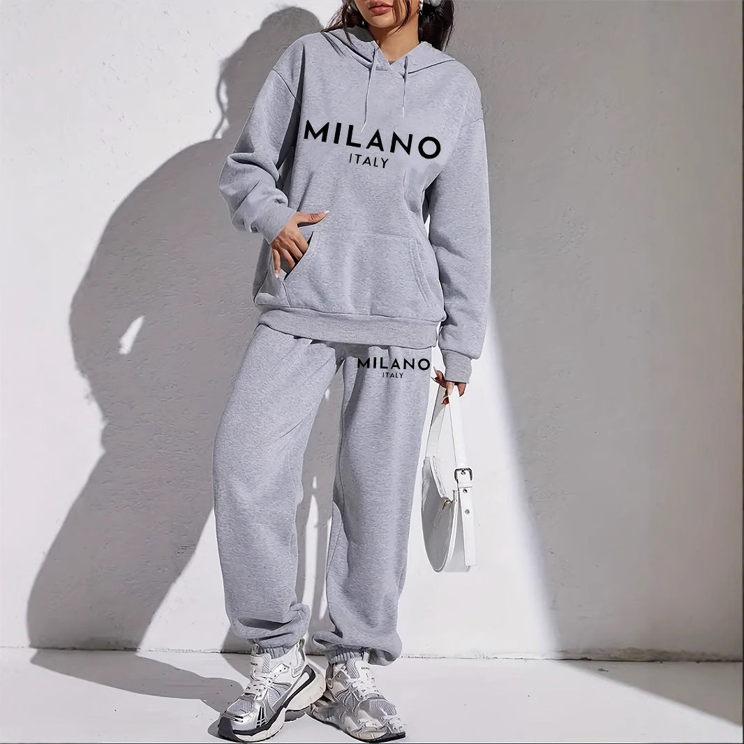 Trendy Women's Hoodie and Jogger Set – Streetwear Loungewear Two-Piece Outfit