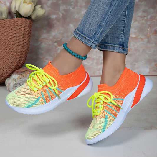 Women Color-matching Breathable Mesh Running Walking Casual Sneakers