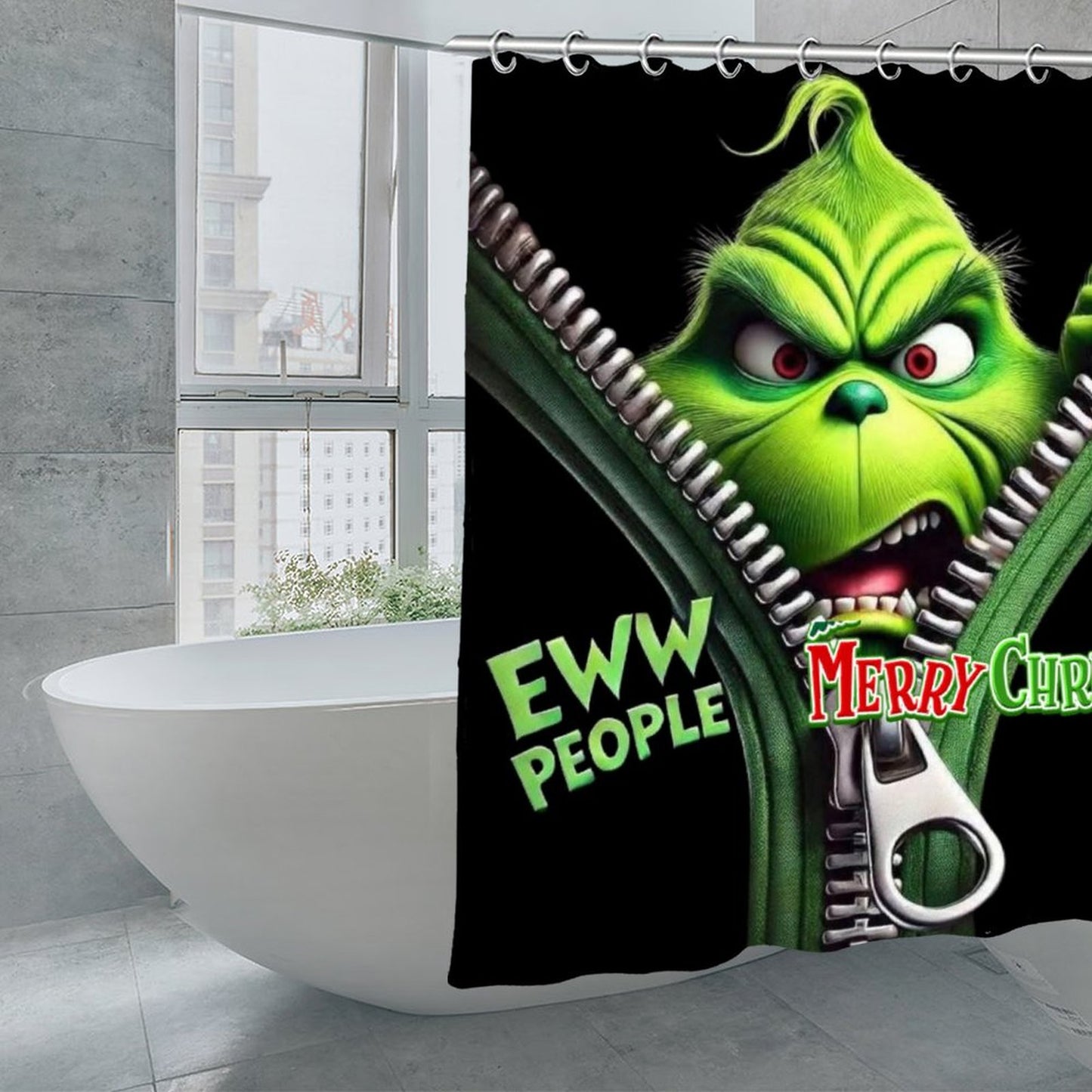 "Eww People Merry Christmas" Funny Holiday Shower Curtain
