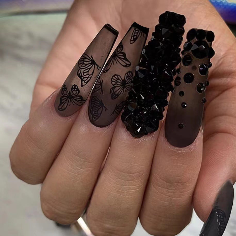 Phantom Dark Butterfly Fake Nails