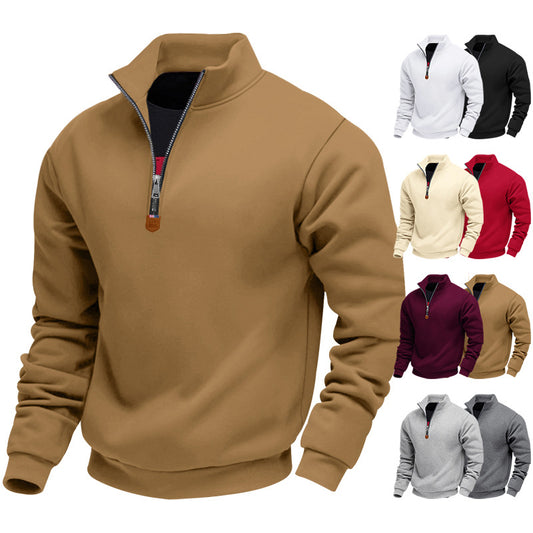 Men’s Stand Collar Half-Zip Sweatshirt – Long Sleeve Sport Casual Pullover | Lightweight Athletic Streetwear Top