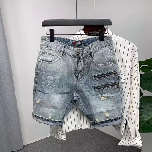 Men’s Denim Shorts Set – Summer Short Sleeve Outfit | Casual Streetwear 2-Piece Jean Shorts & T-Shirt Set for Men