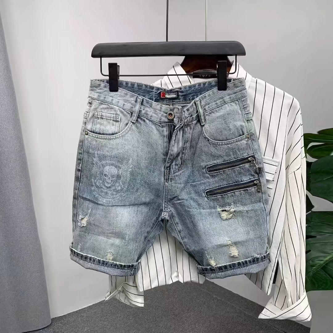 Men’s Denim Shorts Set – Summer Short Sleeve Outfit | Casual Streetwear 2-Piece Jean Shorts & T-Shirt Set for Men