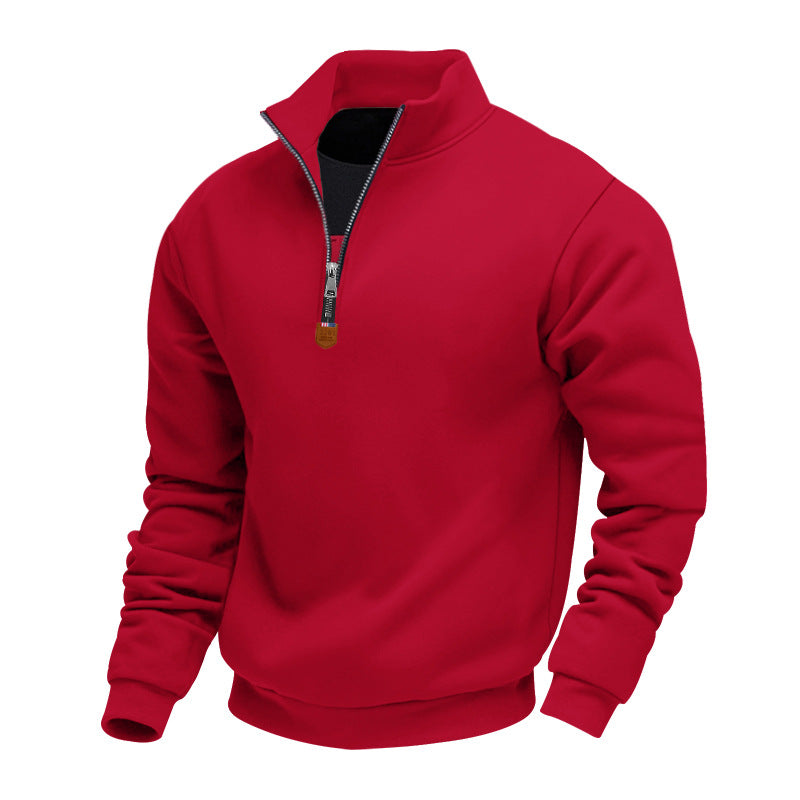 Men’s Stand Collar Half-Zip Sweatshirt – Long Sleeve Sport Casual Pullover | Lightweight Athletic Streetwear Top
