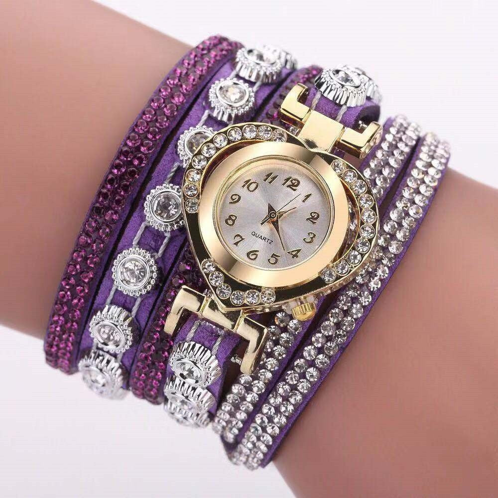 Personality Heart Diamond Dial Bracelet – Multi-Color Charm Watch for Women