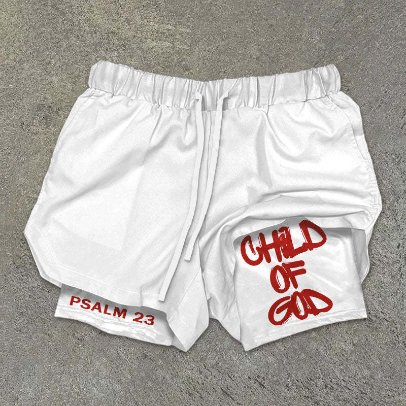 Child of God Double Layer Shorts | Faith-Based Activewear | Christian Lounge & Streetwear