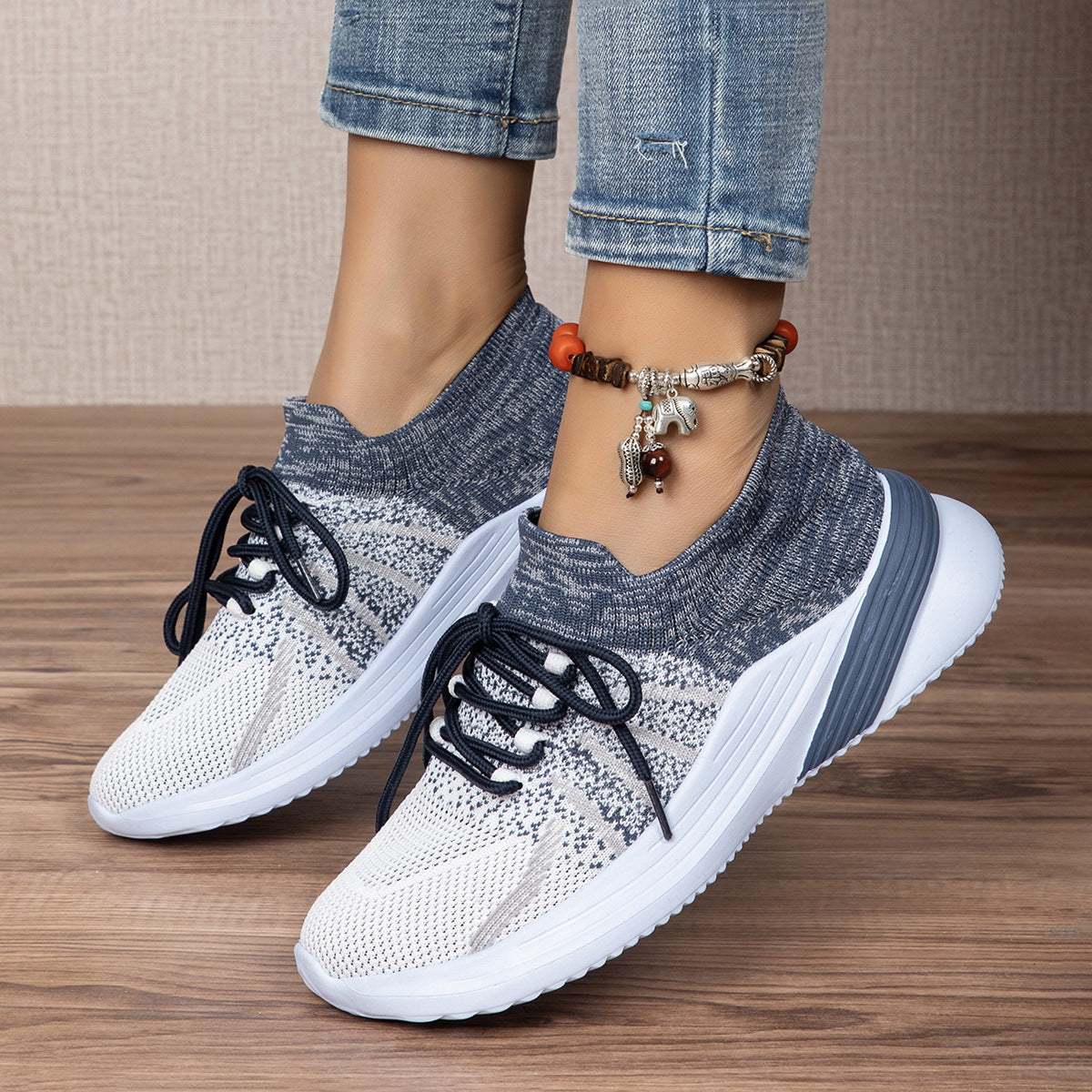 Women Color-matching Breathable Mesh Running Walking Casual Sneakers