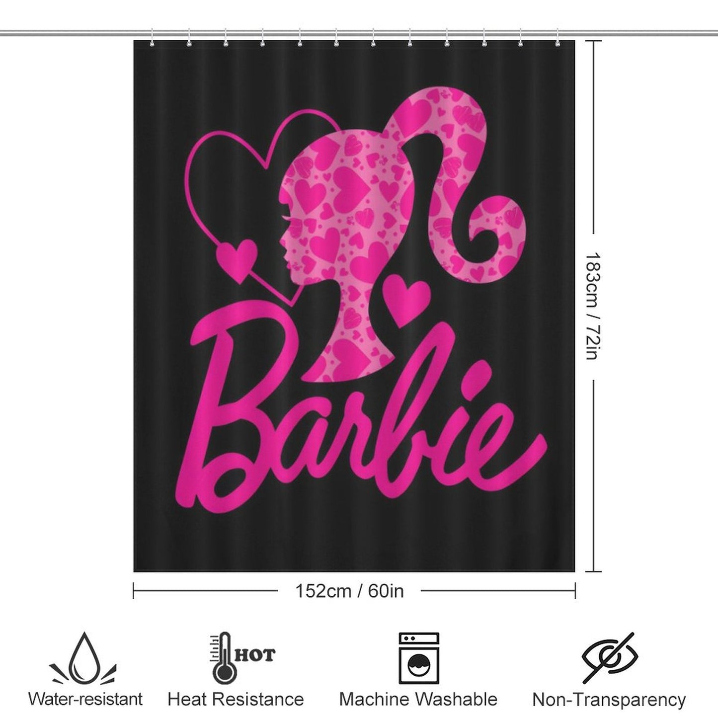 Pink and Black Melanin Doll House Barbie Collection Shower Curtain