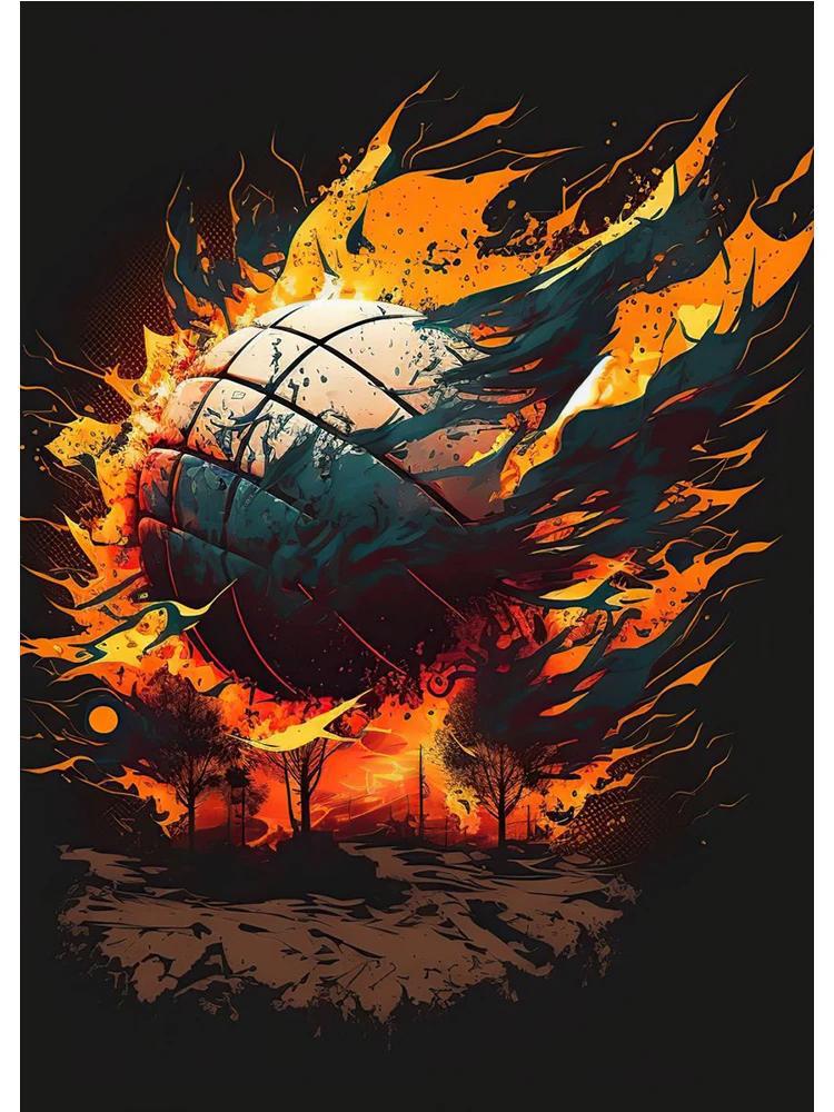 Colorful Poster Of Astronauts Playing Basketball In Space