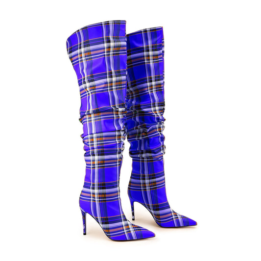 Stiletto Heel Plaid  Boots Women