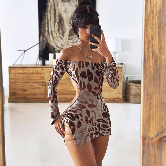 Backless Long Sleeves Dress Sexy Hot Girl Skirt