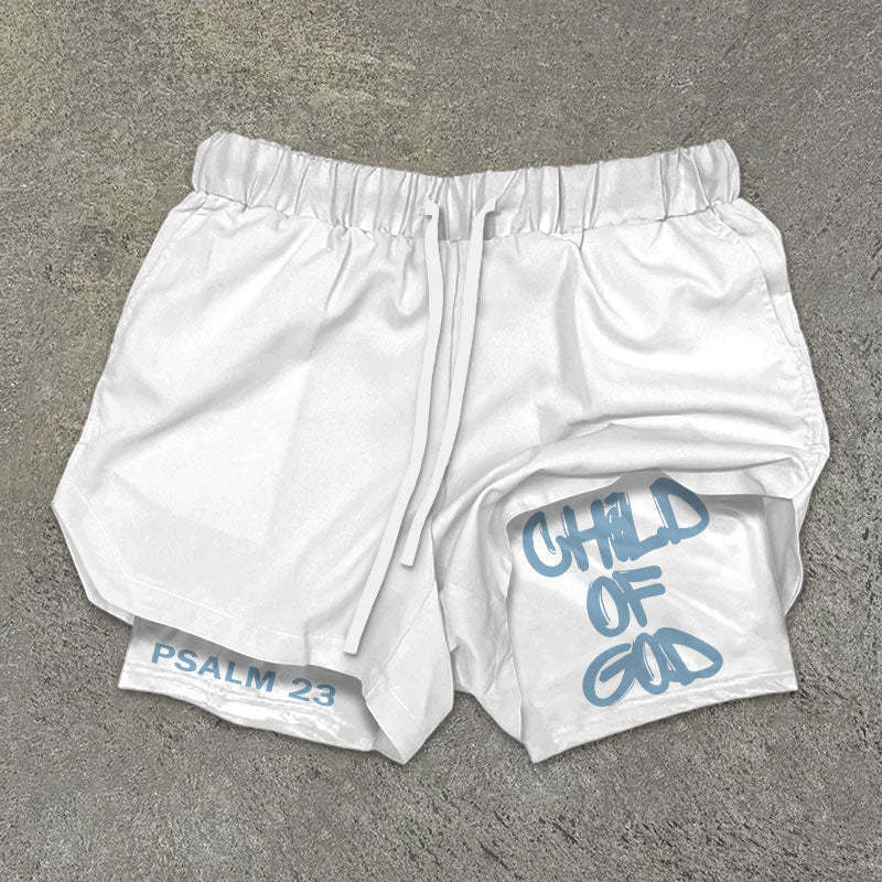 Child of God Double Layer Shorts | Faith-Based Activewear | Christian Lounge & Streetwear