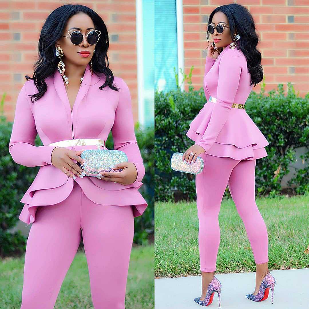 Women's Elegant Ruffle Blazer & Pant Set – Solid Color 2-Piece Suit | Chic Business Casual Outfit