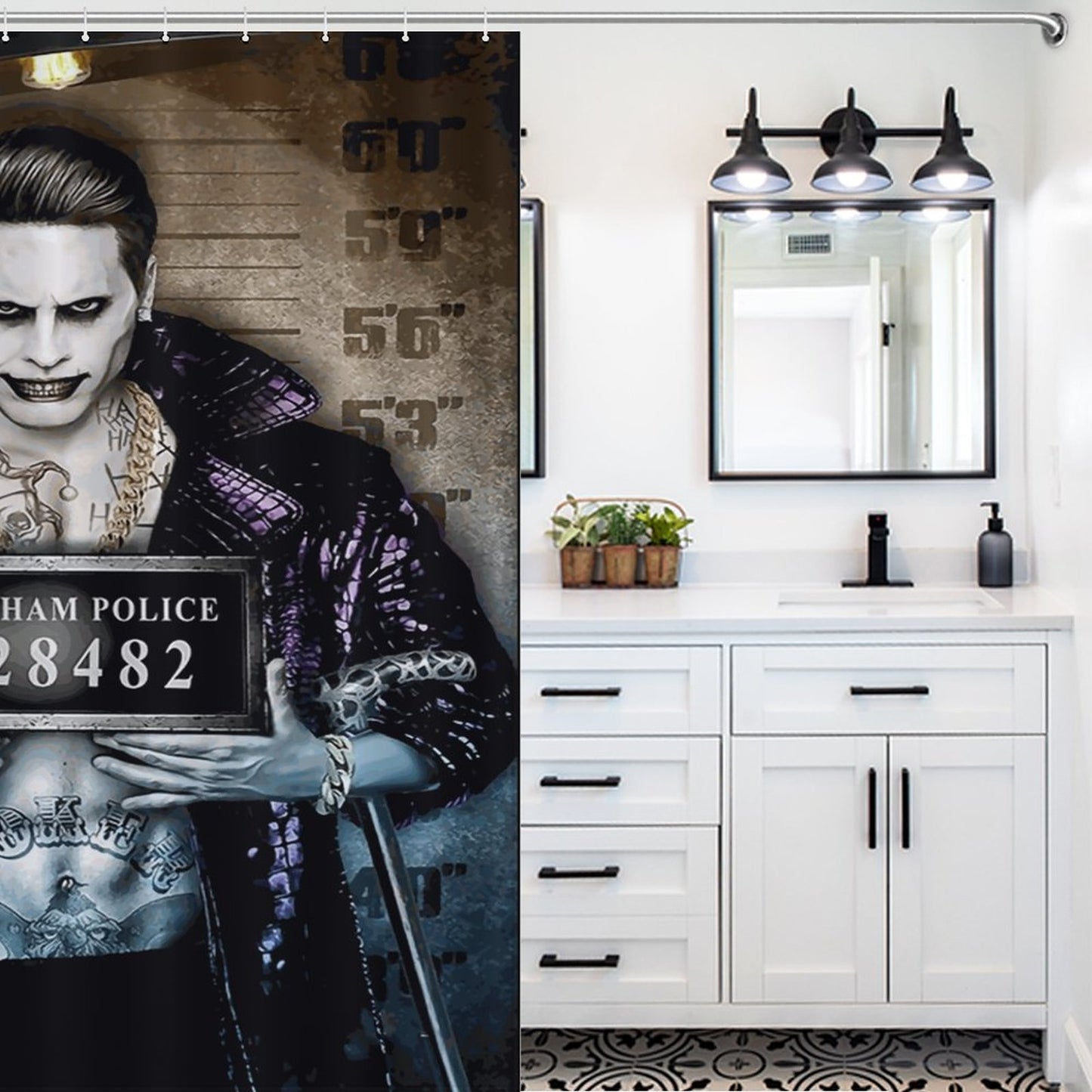 Gotham City Dark Side Shower Curtain/ The Joker Bathroom/ Halloween Shower Curtain's