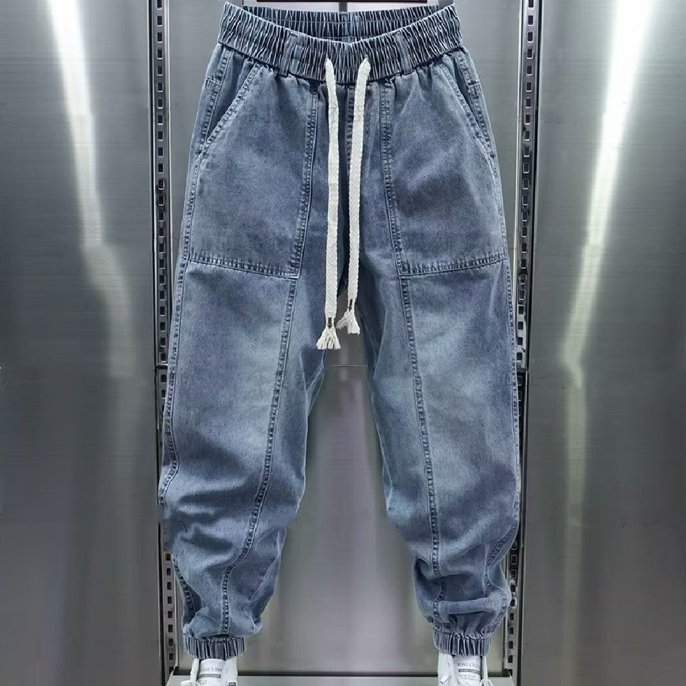 Men's Leisure Washed-out Ankle-tied Jeans