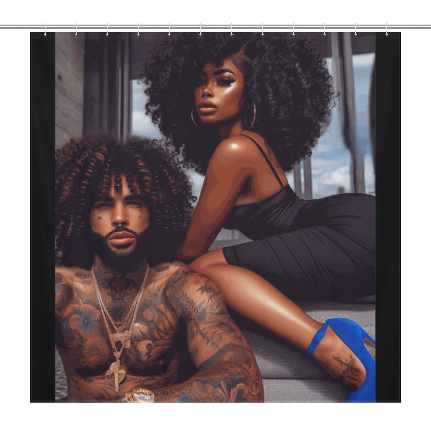 Melanin Love Shower Curtain / Master Bathroom / Guest Bathroom