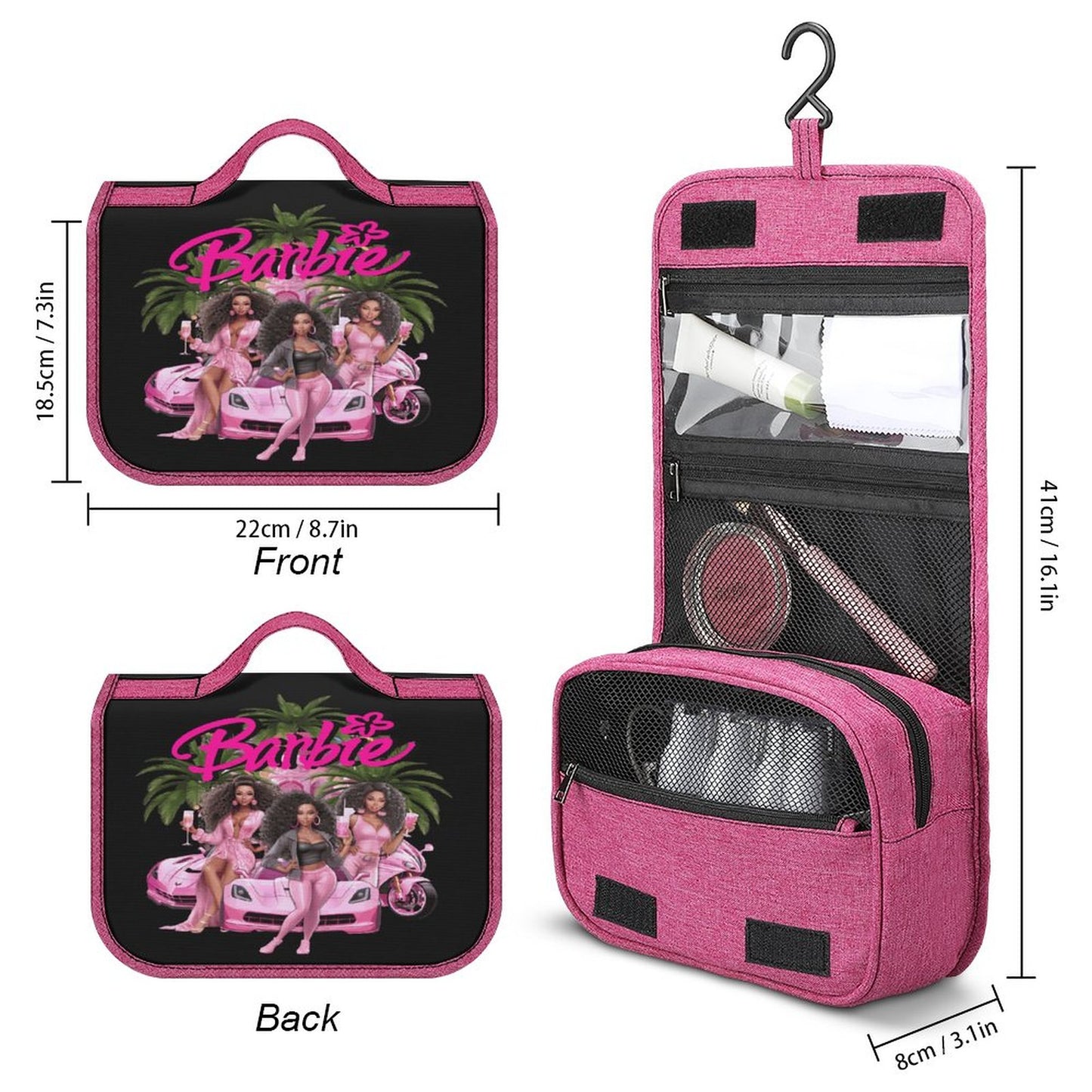 Melanin Barbie Travel Hanging Toiletry Bags / Women's Make-Up Bag