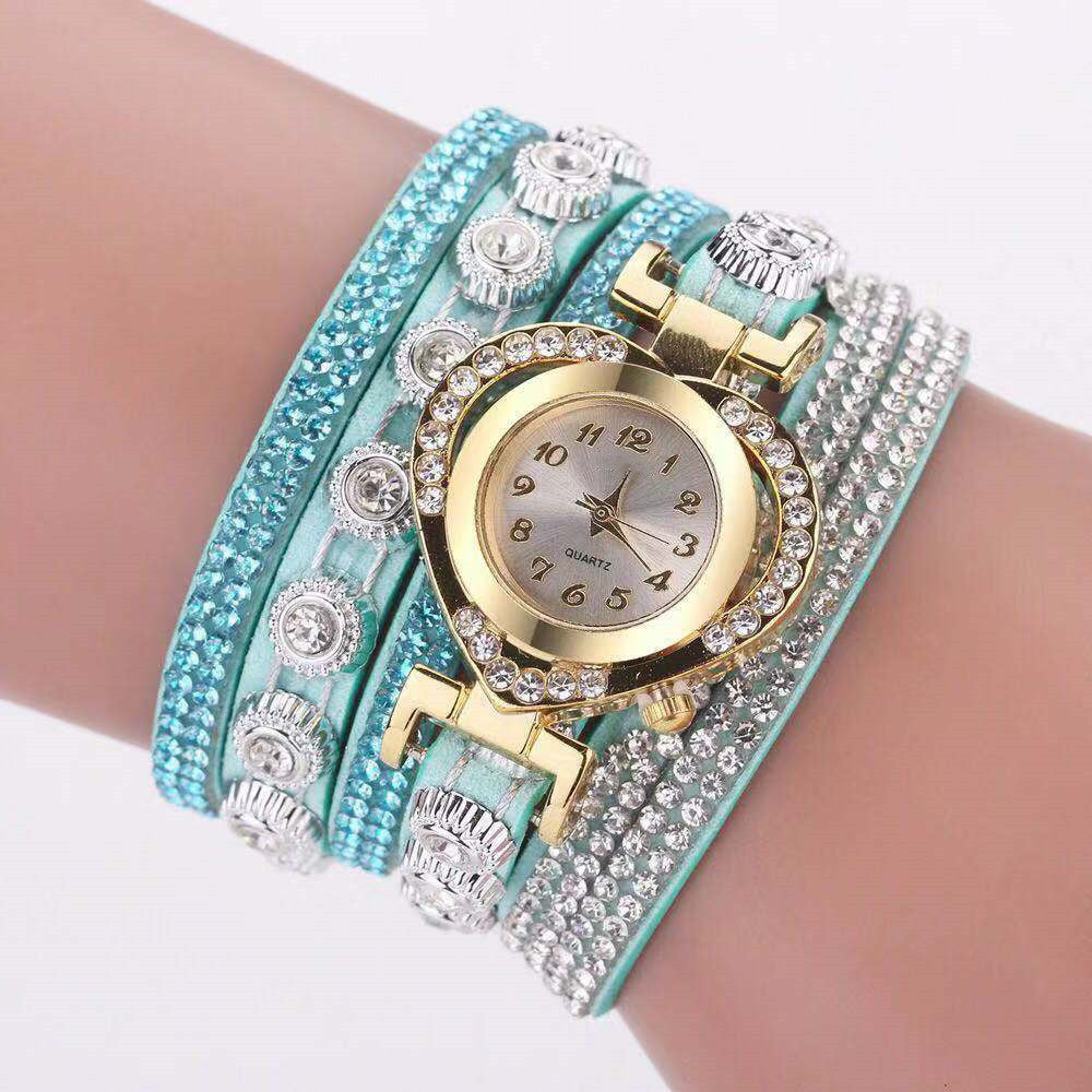 Personality Heart Diamond Dial Bracelet – Multi-Color Charm Watch for Women
