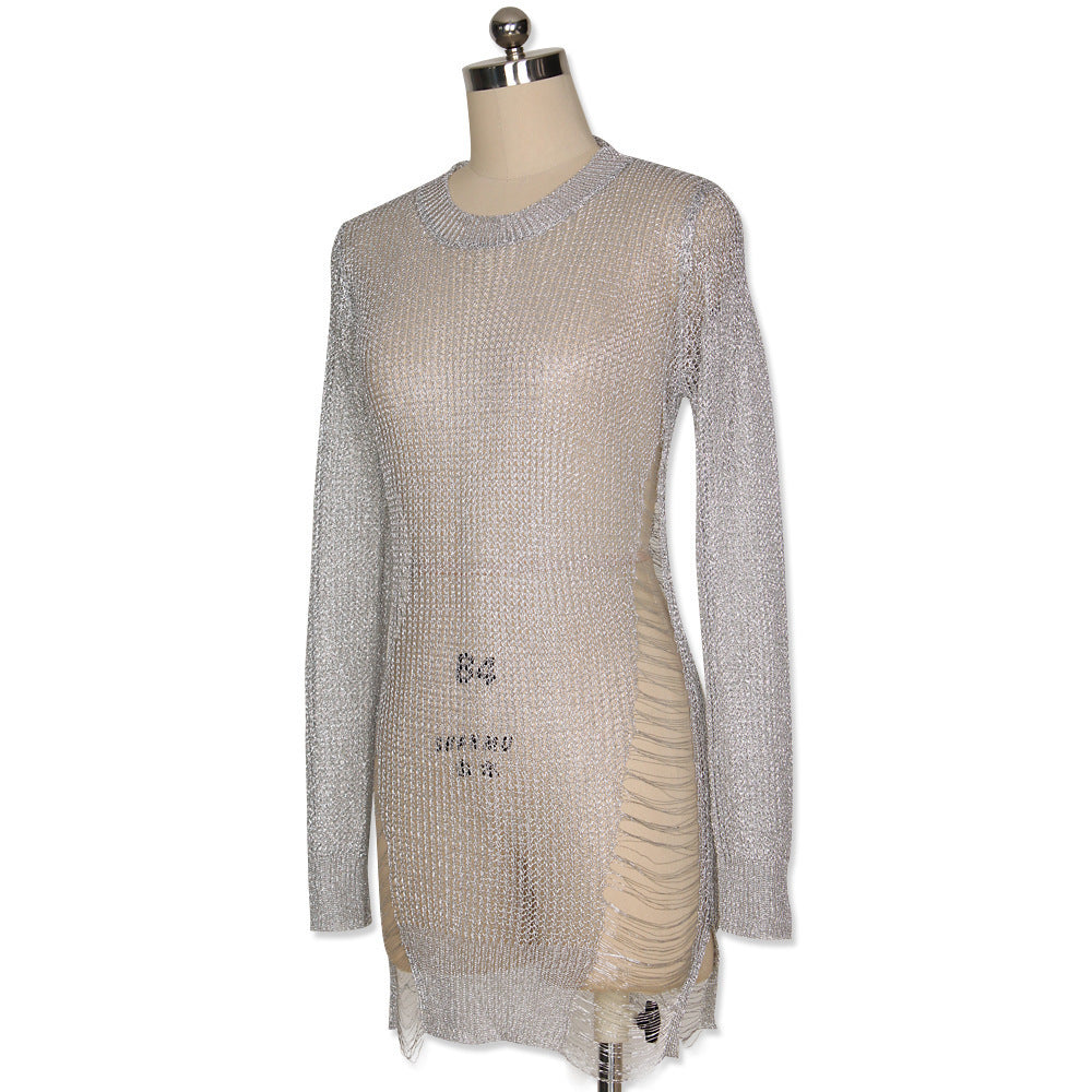 Sexy Gold Hollow Wool Skirt for Women – High Waist Elegant Bodycon Mini Skirt | Glam Night Out Party Outfit