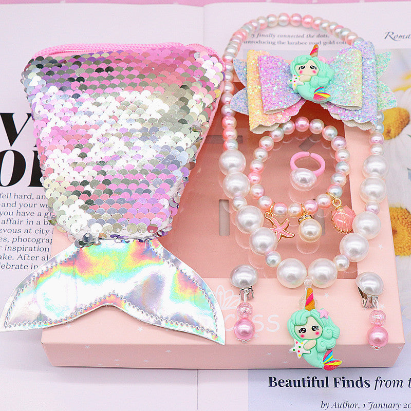 Children's Fishtail Necklace Bracelet Jewelry Purse